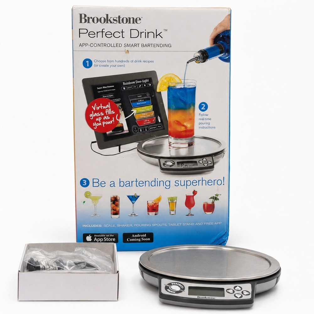 Brookstone Perfect Drink Smart Bartending Scale System Silver LIKE NEW App-Sync